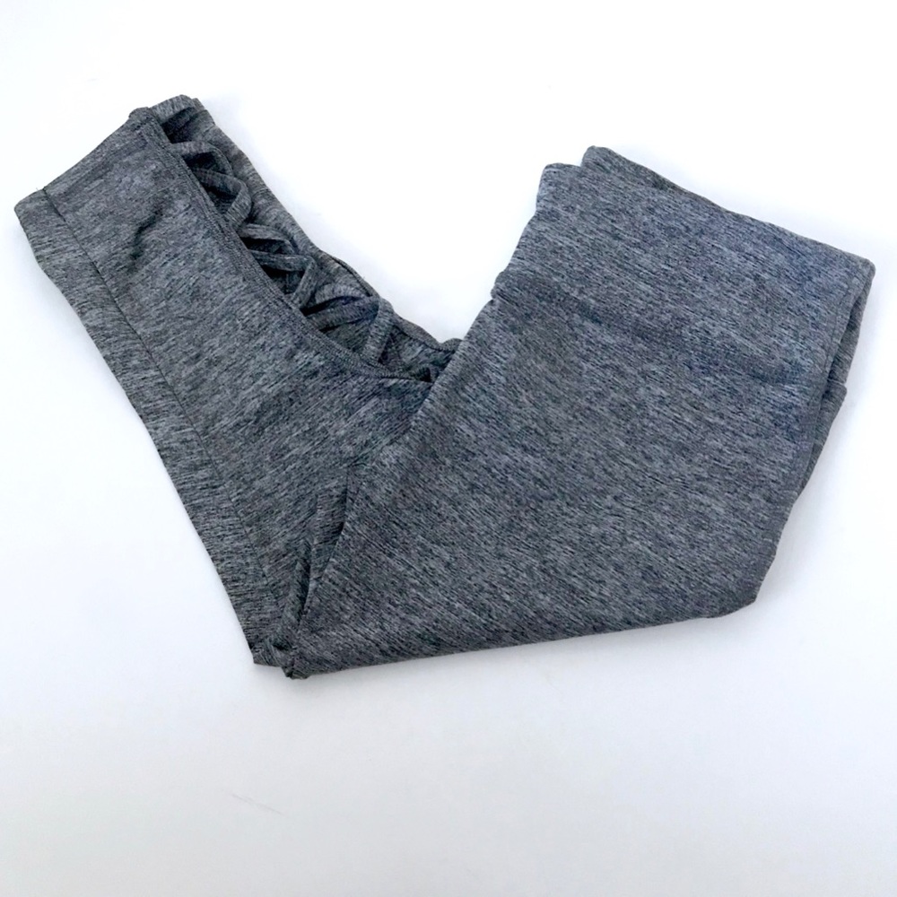 Gray cropped cutout workout pants